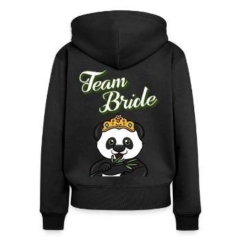 Junggesellinnenabschied m. Panda, Pandabär - Frauen Premium Bio Zip Hoodie - Schwarz - Hinten - Julia (174cm)