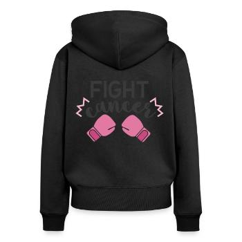 fight cancer - Breast Cancer Awarenes - Frauen Premium Bio Zip Hoodie - Schwarz - Hinten - Julia (174cm)