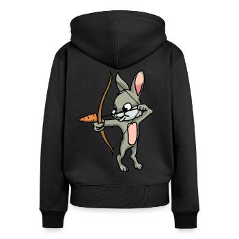 Tir à l’arc Lapin Flèche Et Arc Carotte Sport - Sweat à capuche zippé Premium bio Femme - noir - Dos - Julia (174cm)