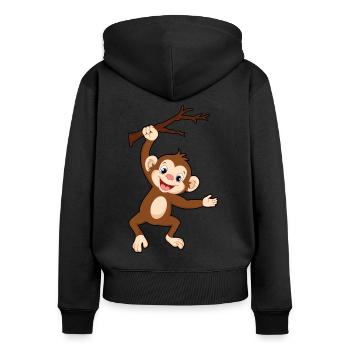 Affe auf Ast - Frauen Premium Bio Zip Hoodie - Schwarz - Hinten - Julia (174cm)