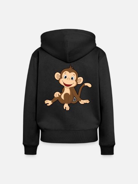 Äffchen Affe Geschenk - Frauen Premium Bio Zip Hoodie - Schwarz