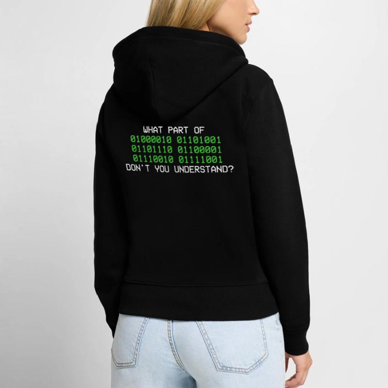 Code binaire programmeur informatique binaire Sweat à capuche zippé Premium bio Femme