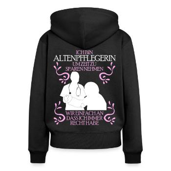 Altenpflegerin Pflege - lustiger Spruch - Frauen Premium Bio Zip Hoodie - Schwarz - Hinten - Julia (174cm)