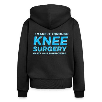 Neues Knie Knieoperation - Frauen Premium Bio Zip Hoodie - Schwarz - Hinten - Julia (174cm)