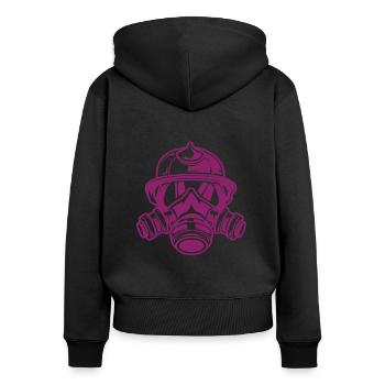 Feuerwehrfrau pinker Feuerwehrhelm - Frauen Premium Bio Zip Hoodie - Schwarz - Hinten - Julia (174cm)