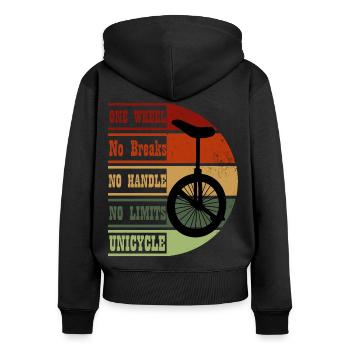 Design vintage monocycle - Sweat à capuche zippé Premium bio Femme - noir - Dos - Julia (174cm)