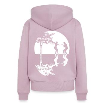 Boogie Woogie Tanz -Mond Spiegelung - Frauen Premium Bio Zip Hoodie - Altrosa - Hinten - Julia (174cm)