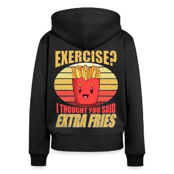 Exercise I Thought You Said Extra Fries - Sweat à capuche zippé Premium bio Femme - noir - Dos - Julia (174cm)