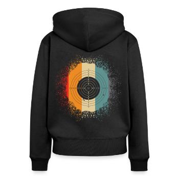 Club de tir - cible rétro - Sweat à capuche zippé Premium bio Femme - noir - Dos - Julia (174cm)