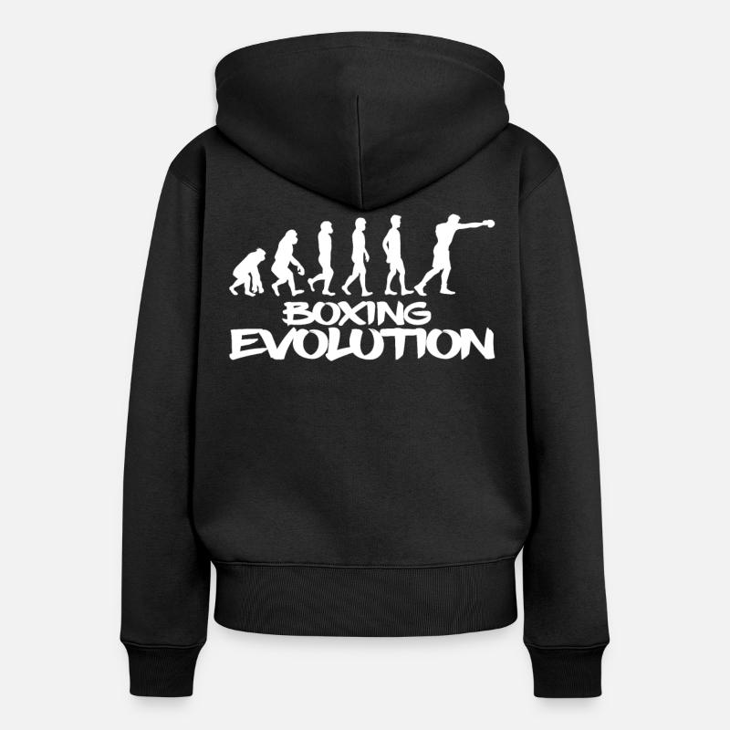 Évolution de la boxe - Sweat à capuche zippé Premium bio Femme - noir