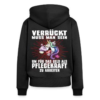 Pfleger Pflegekraft Pflege Altenpflege Pfleger - Frauen Premium Bio Zip Hoodie - Schwarz - Hinten - Julia (174cm)