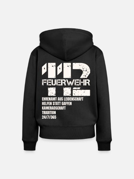 112 Feuerwehr Geschenk - Frauen Premium Bio Zip Hoodie - Schwarz