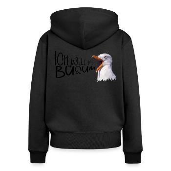 Büsum Urlaub Möwe Nordsee Küste Geschenk - Frauen Premium Bio Zip Hoodie - Schwarz - Hinten - Julia (174cm)