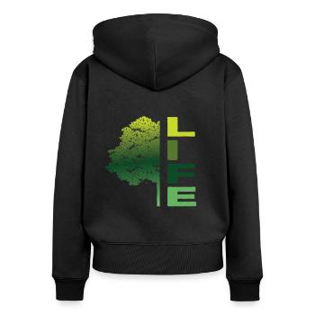 arbre de la vie - Sweat à capuche zippé Premium bio Femme - noir - Dos - Julia (174cm)