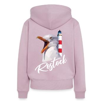 Rostock Hansestadt Rostocker Rostockerin Geschenk - Frauen Premium Bio Zip Hoodie - Altrosa - Hinten - Julia (174cm)