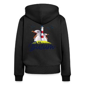 Büsum Nordsee Seebad Leuchtturm Möwe Geschenk - Frauen Premium Bio Zip Hoodie - Schwarz - Hinten - Julia (174cm)