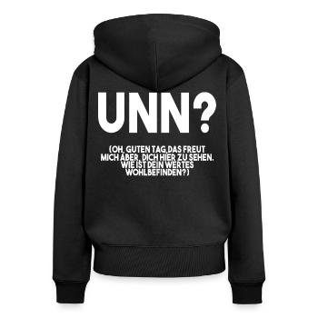 Unn Pfälzer Mundart Pfalz Geschenk - Frauen Premium Bio Zip Hoodie - Schwarz - Hinten - Julia (174cm)