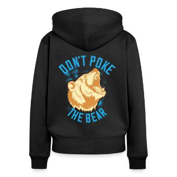 Bärenstark - Nicht anstupsen - Frauen Premium Bio Zip Hoodie - Schwarz - Hinten - Julia (174cm)
