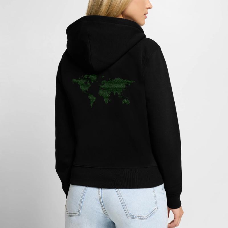 Binary Code Binary World Map World Code Women's Premium Organic Zip Hoodie