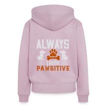 L'amour des chiens - toujours pawsitifs - Sweat à capuche zippé Premium bio Femme - rose poudré - Dos - Julia (174cm)