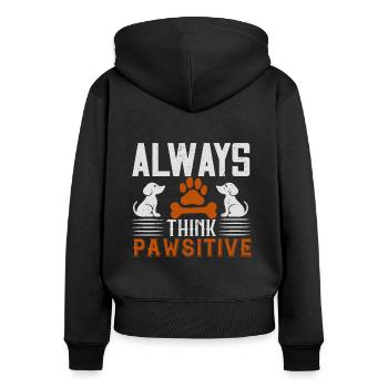 L'amour des chiens - toujours pawsitifs - Sweat à capuche zippé Premium bio Femme - noir - Dos - Julia (174cm)
