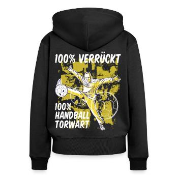 Handball Torwart Sprüche Sport Geschenk - Frauen Premium Bio Zip Hoodie - Schwarz - Hinten - Julia (174cm)