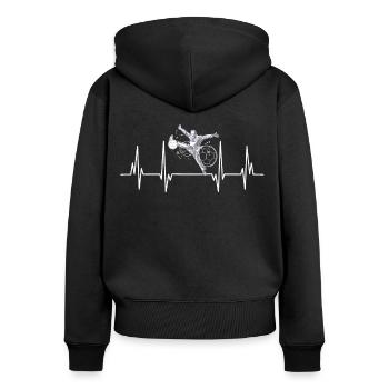 Handball Herzschlag Handballer Torwart - Frauen Premium Bio Zip Hoodie - Schwarz - Hinten - Julia (174cm)
