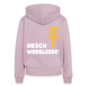 DDR retro Sprüche sächsisch Geschenk - Frauen Premium Bio Zip Hoodie - Altrosa - Hinten - Julia (174cm)