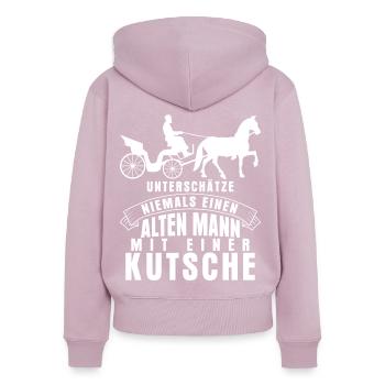 Kutscher Spruch lustige Kutsche - Frauen Premium Bio Zip Hoodie - Altrosa - Hinten - Julia (174cm)