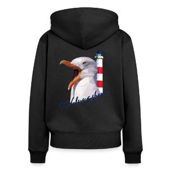 Kühlungsborn Baltic Sea coast beach souvenir gift - Women's Premium Organic Zip Hoodie - black - Back - Julia (174cm)