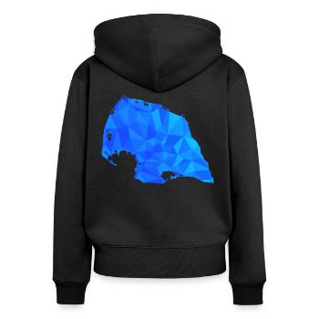 Fehmarn Polygon - Frauen Premium Bio Zip Hoodie - Schwarz - Hinten - Julia (174cm)