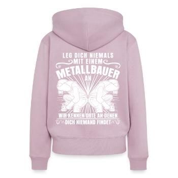 Metallbauer und Metallbau Metall Spruch - Frauen Premium Bio Zip Hoodie - Altrosa - Hinten - Julia (174cm)