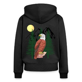 Forêt, Aigles, Faune, Faune, Environnement, Nature, États-Unis, Montagne - Sweat à capuche zippé Premium bio Femme - noir - Dos - Julia (174cm)