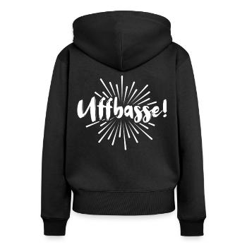 Uffbasse Mannheimer Dialekt Mannheim - Frauen Premium Bio Zip Hoodie - Schwarz - Hinten - Julia (174cm)