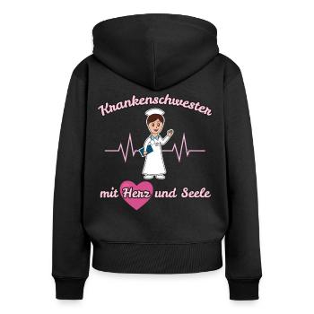 Krankenschwester Sprüche Zitate Schön - Frauen Premium Bio Zip Hoodie - Schwarz - Hinten - Julia (174cm)