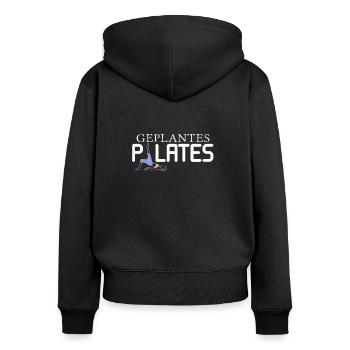 Pilates Reim - Frauen Premium Bio Zip Hoodie - Schwarz - Hinten - Julia (174cm)