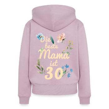 La meilleure maman est 30 ans cadeau 1991 - Sweat à capuche zippé Premium bio Femme - rose poudré - Dos - Julia (174cm)