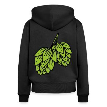 Brasseries houblon Brasserie Alcool Bière - Sweat à capuche zippé Premium bio Femme - noir - Dos - Julia (174cm)