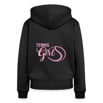 Tennis fille tennis-balle pour joueuse de tennis - Sweat à capuche zippé Premium bio Femme - noir - Dos - Julia (174cm)