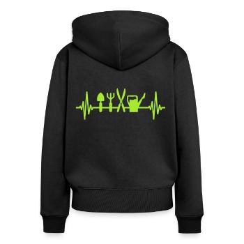 Garten EKG Gärtnern Kleingarten Geschenk - Frauen Premium Bio Zip Hoodie - Schwarz - Hinten - Julia (174cm)