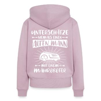 Mähroboter Rasenroboter Rasenmäher - Frauen Premium Bio Zip Hoodie - Altrosa - Hinten - Julia (174cm)