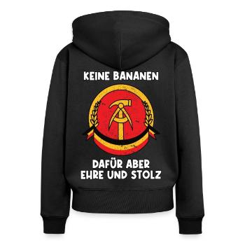 Ostdeutschland Sprüche DDR Kult Geschenkidee - Frauen Premium Bio Zip Hoodie - Schwarz - Hinten - Julia (174cm)