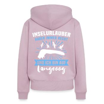 Langeoog Inselurlauber Nordsee Sprüche - Frauen Premium Bio Zip Hoodie - Altrosa - Hinten - Julia (174cm)
