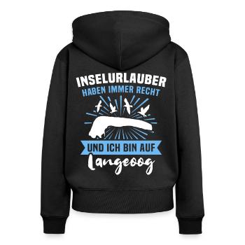 Langeoog Inselurlauber Nordsee Sprüche - Frauen Premium Bio Zip Hoodie - Schwarz - Hinten - Julia (174cm)
