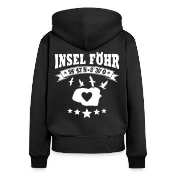Föhr Insel Koordinaten Nordsee - Frauen Premium Bio Zip Hoodie - Schwarz - Hinten - Julia (174cm)