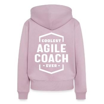 Titre du poste de coach agile - Sweat à capuche zippé Premium bio Femme - rose poudré - Dos - Julia (174cm)