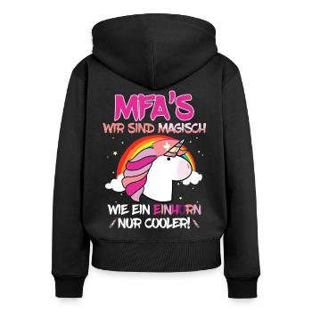 Ausbildung Medizinische Fachangestellte MFA - Frauen Premium Bio Zip Hoodie - Schwarz - Hinten - Julia (174cm)