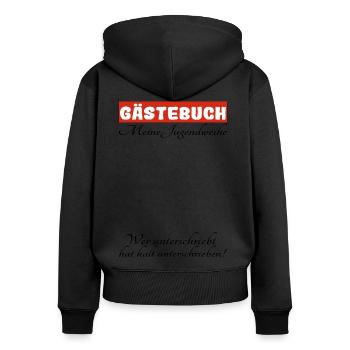 Gästeliste Gästebuch Jugendweihe Party Geschenk - Frauen Premium Bio Zip Hoodie - Schwarz - Hinten - Julia (174cm)