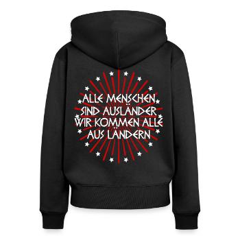 Antifaschismus Antifaschist Mensch Geschenk - Frauen Premium Bio Zip Hoodie - Schwarz - Hinten - Julia (174cm)