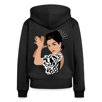 Lola - Sweat à capuche zippé Premium bio Femme - noir - Dos - Julia (174cm)